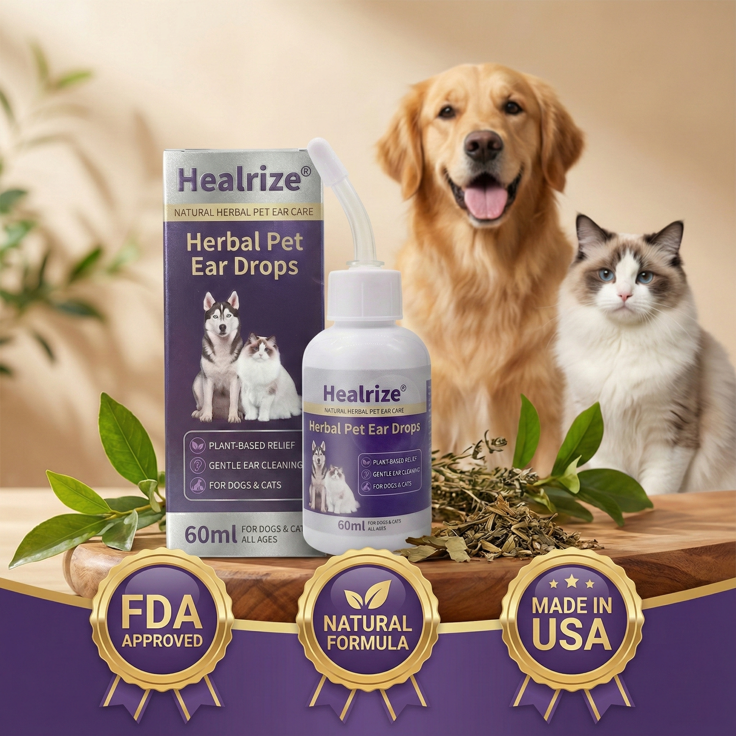 Healrize®  Herbal Pet Ear Drops