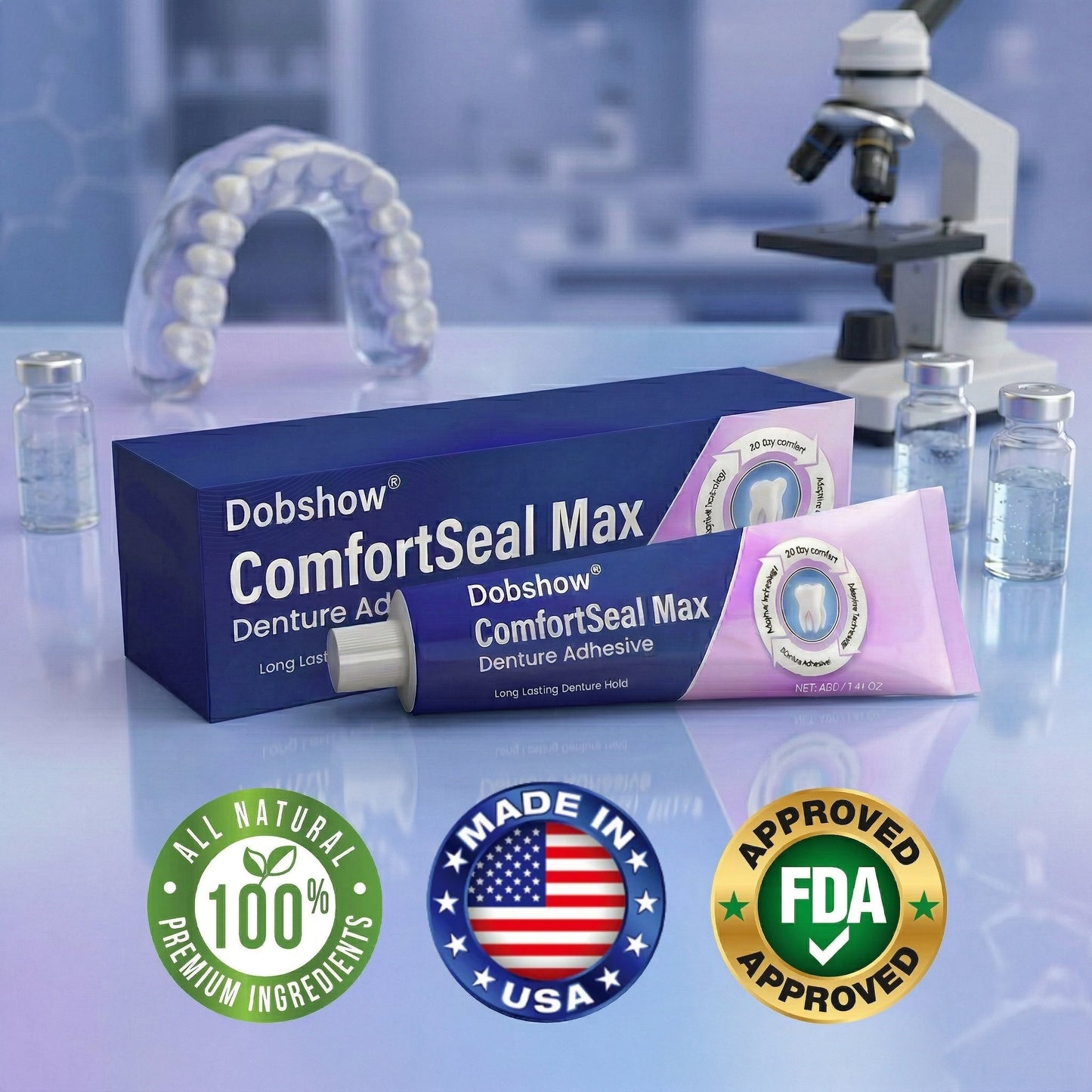 🎉Special limited-time discount-Dobshow® ComfortSeal Max Denture Adhesive-Long‑Lasting Hold for Secure Denture Wear🌎Global Shipping