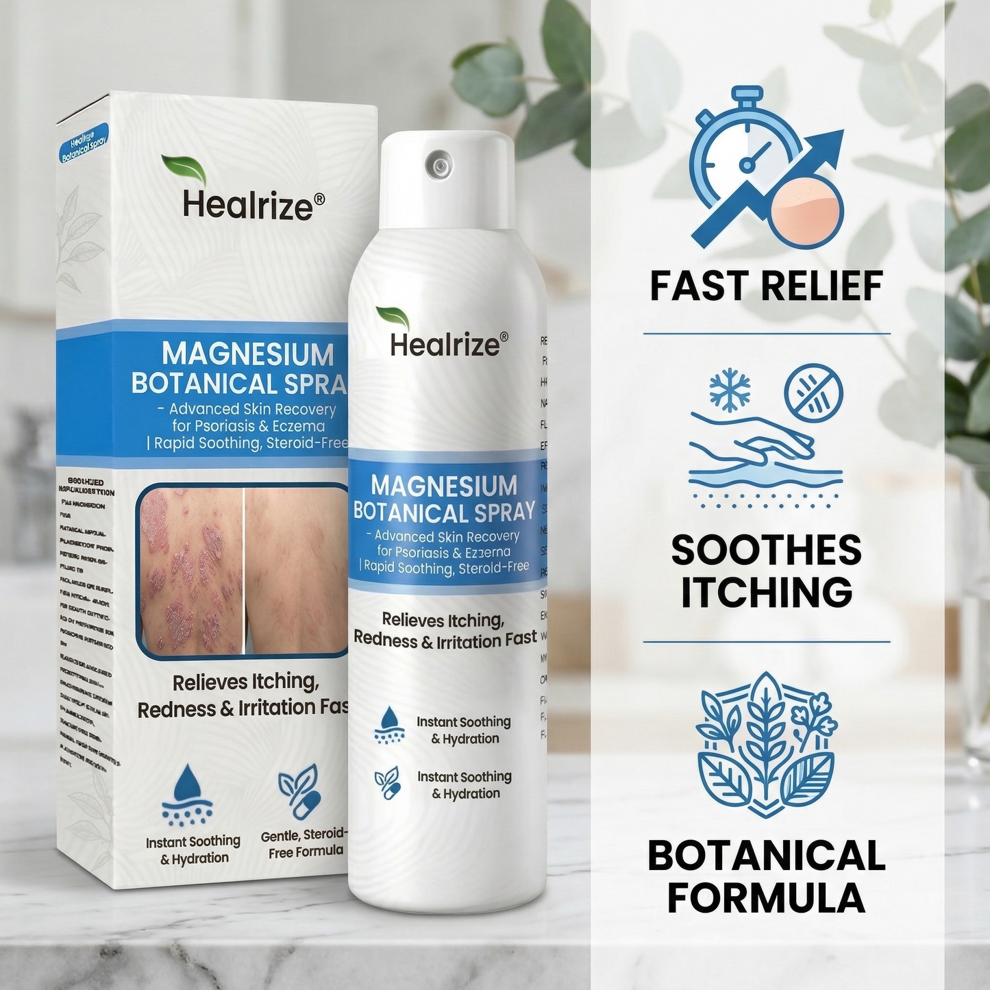 `Healrize® Magnesium Botanical Spray – Advanced Skin Recovery for Psoriasis & Eczema | Rapid Soothing, Steroid-Free