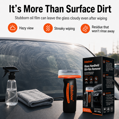 🎉Special limited-time discount🎉Dobshow®Glass Handheld Oil-Film Remover-Crystal-Clear Vision, Stubborn Oil-Film Dissolving, Rain-Streaking Prevention,Night-Glare Elimination🔥Best Seller🔥