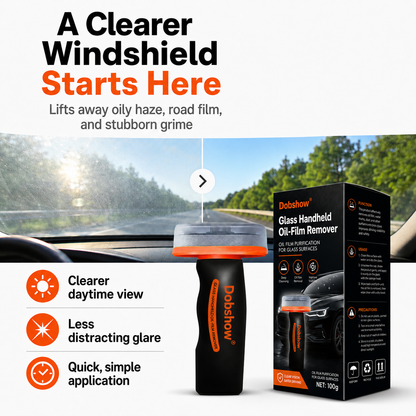 🎉Special limited-time discount🎉Dobshow®Glass Handheld Oil-Film Remover-Crystal-Clear Vision, Stubborn Oil-Film Dissolving, Rain-Streaking Prevention,Night-Glare Elimination🔥Best Seller🔥