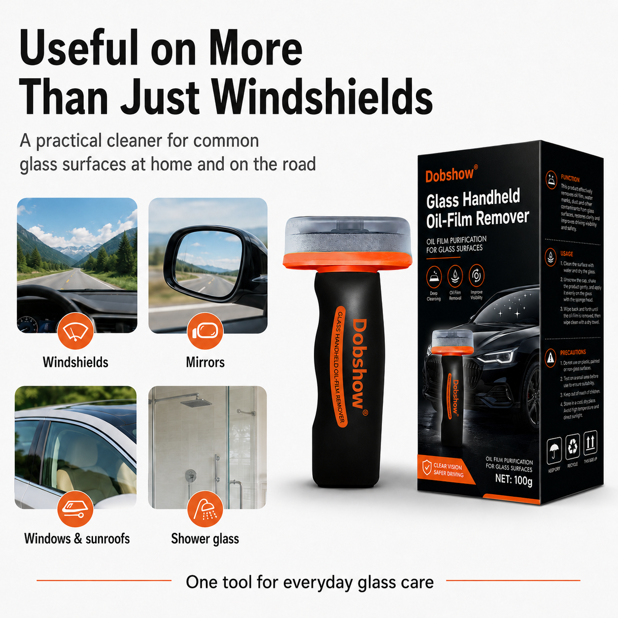 🎉Special limited-time discount🎉Dobshow®Glass Handheld Oil-Film Remover-Crystal-Clear Vision, Stubborn Oil-Film Dissolving, Rain-Streaking Prevention,Night-Glare Elimination🔥Best Seller🔥