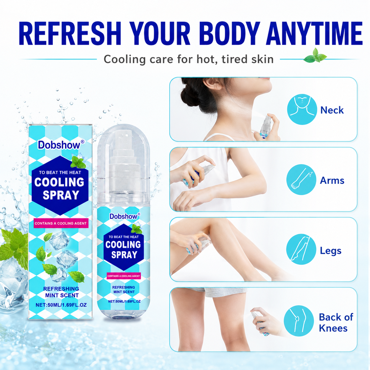 `Dobshow® Body Cooling Spray,Cool Spray for Summer