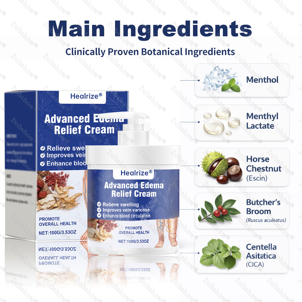 🔥Healrize® Advanced Edema Relief Cream | Herbal Soothing Ointment for Varicose Veins, Swelling & Leg Circulation🌿
