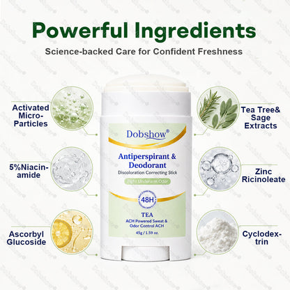 🎉Special limited-time discount🎉Dobshow®  Antiperspirant & Deodorant Discoloration Correcting Stick-Sweat Control, Targeted Bacterial Eradication,100% Anti-Stain Invisible Shield, Discoloration Correcting🔥Best Seller🔥