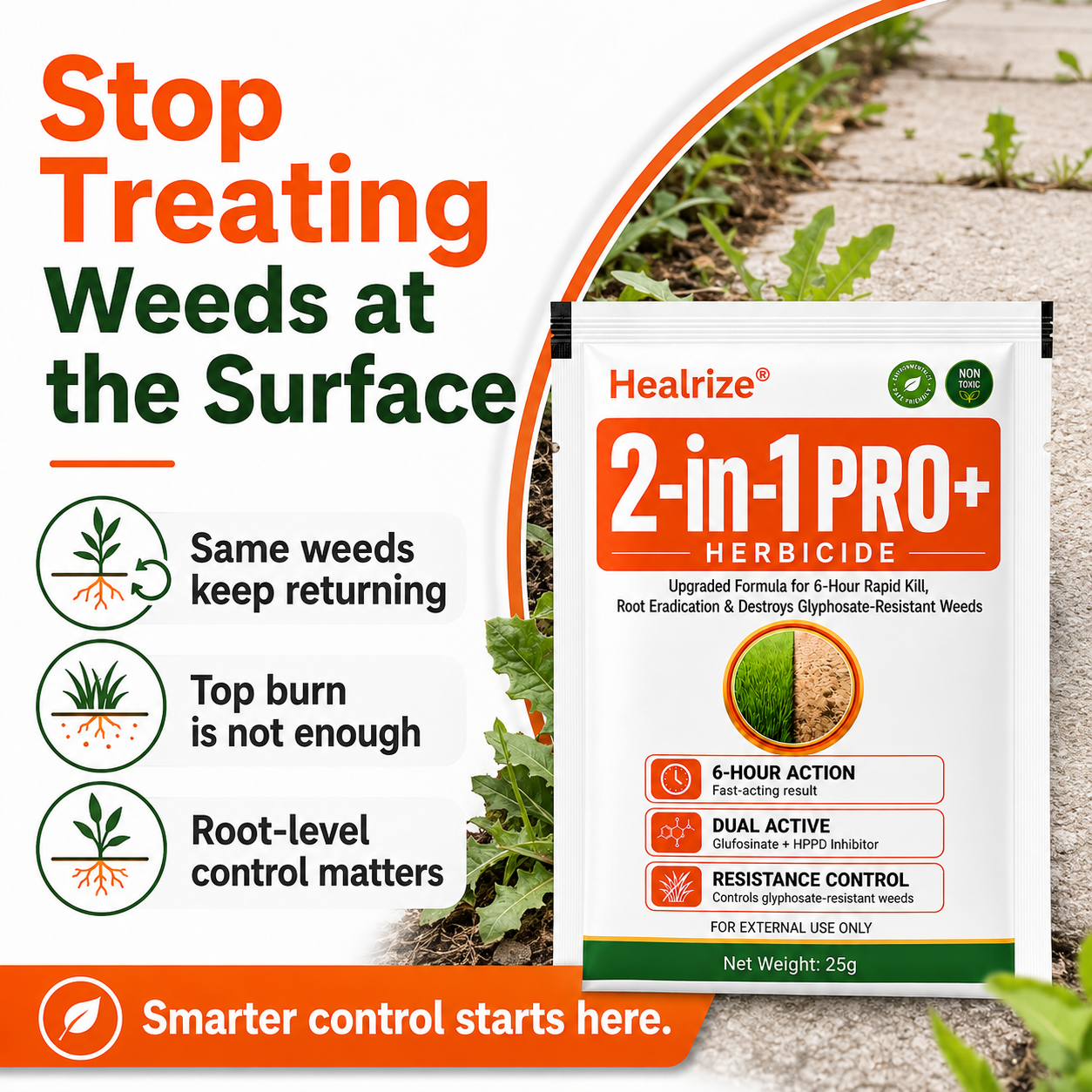 🎉Special limited-time discount🎉Healrize® Advanced 2-in-1 Pro+ Herbicide-Upgraded Formula for 6-Hour Rapid Kill, Root Eradication & Destroys Glyphosate-Resistant Weeds🔥Best Seller🔥