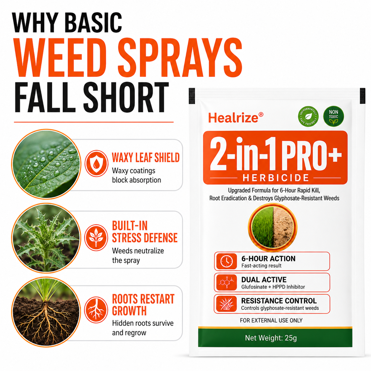 🎉Special limited-time discount🎉Healrize® Advanced 2-in-1 Pro+ Herbicide-Upgraded Formula for 6-Hour Rapid Kill, Root Eradication & Destroys Glyphosate-Resistant Weeds🔥Best Seller🔥