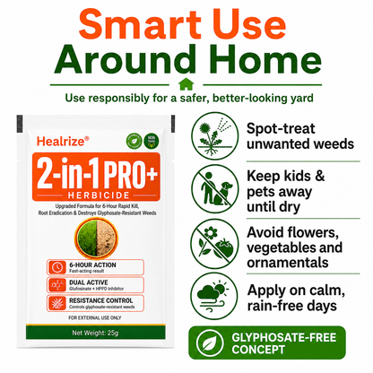 🎉Special limited-time discount🎉Healrize® Advanced 2-in-1 Pro+ Herbicide-Upgraded Formula for 6-Hour Rapid Kill, Root Eradication & Destroys Glyphosate-Resistant Weeds🔥Best Seller🔥