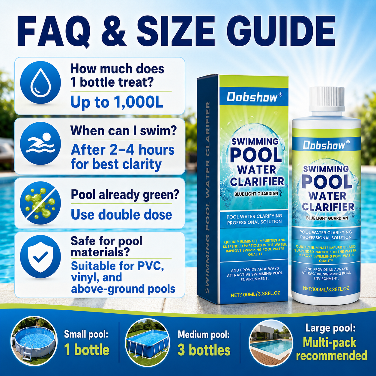 🎉Special limited-time discount🎉Dobshow®  Swimming Pool Water Clarifier-Ultra-concentrated and odor-free: 24-hour rapid algae rescue for long-lasting clarity and crystal-clear water🔥Best Seller🔥