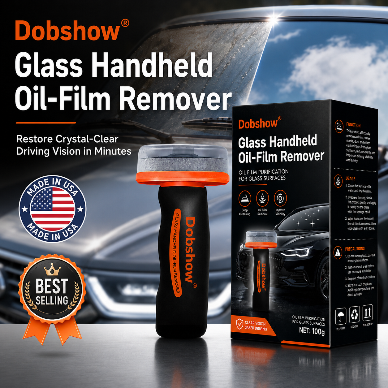 🎉Special limited-time discount🎉Dobshow®Glass Handheld Oil-Film Remover-Crystal-Clear Vision, Stubborn Oil-Film Dissolving, Rain-Streaking Prevention,Night-Glare Elimination🔥Best Seller🔥
